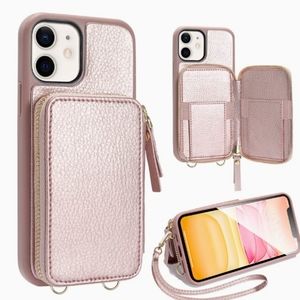 iPHONE 11 ZVE C Wallet Wristlet Faux Leather Handmade Phone Case  NWOT